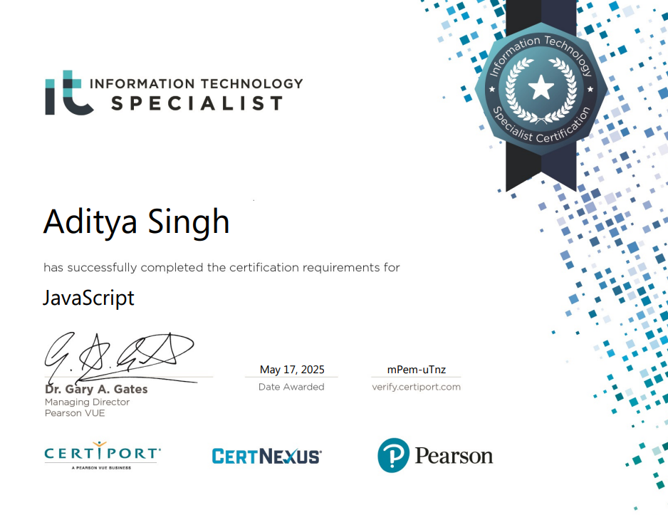 JavaScript Global Level Certification